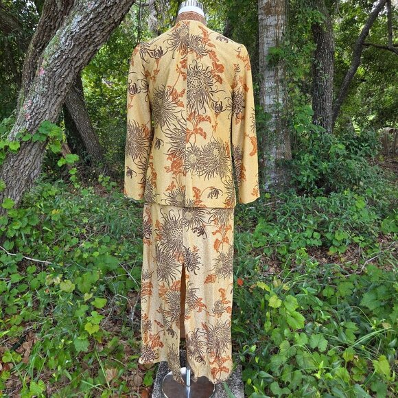VINTAGE 1960s ALFRED SHAHEEN 2 PIECE JACKET MAXI GOLD HAWAIIAN DRESS Size 10‎ - Picture 4 of 16